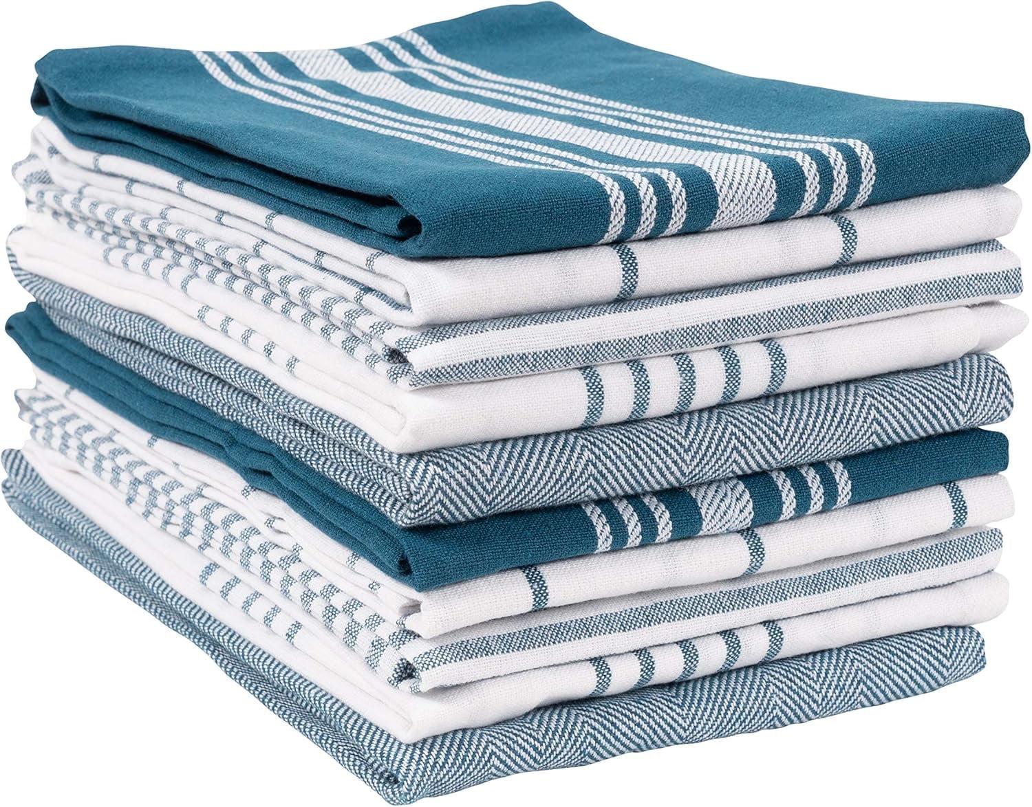 KAF Home Soho Set of 10 Recycled Cotton Kitchen Towels - 18"x 28" (Teal)