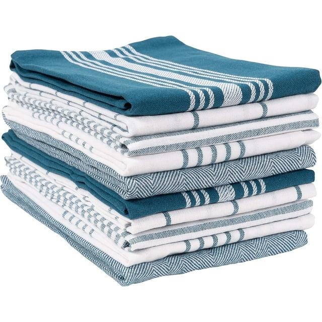 KAF Home Soho Set of 10 Recycled Cotton Kitchen Towels - 18"x 28" (Teal)