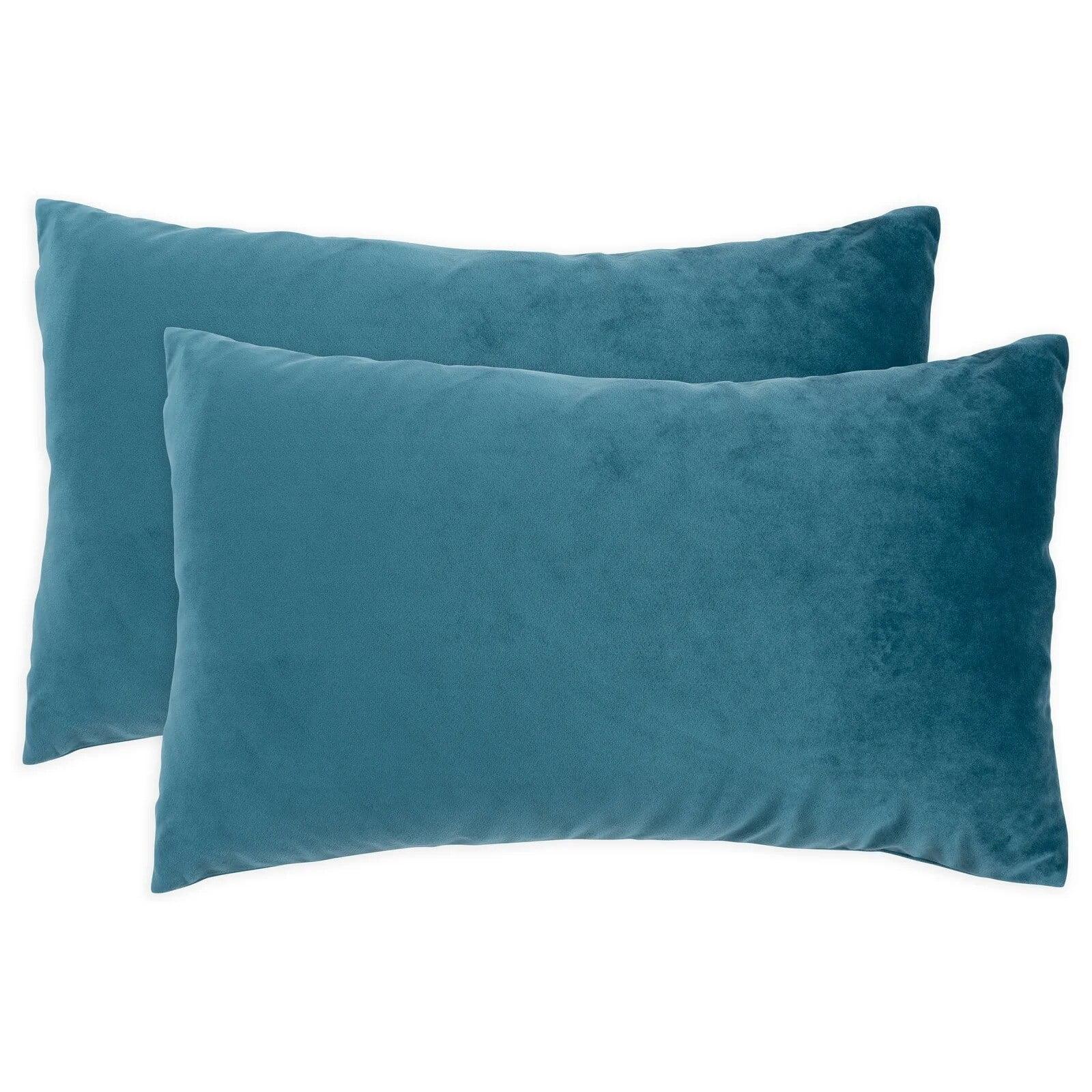 Teal Velvet Lumbar Pillow Covers Set of 2