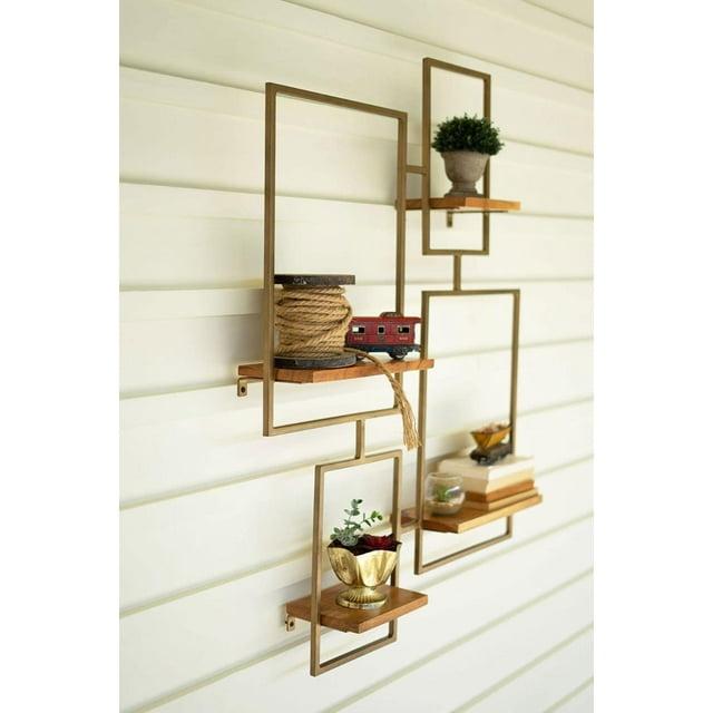 KALALOU NJH2069 Iron and Wood Wall Unit with 4 Shelves