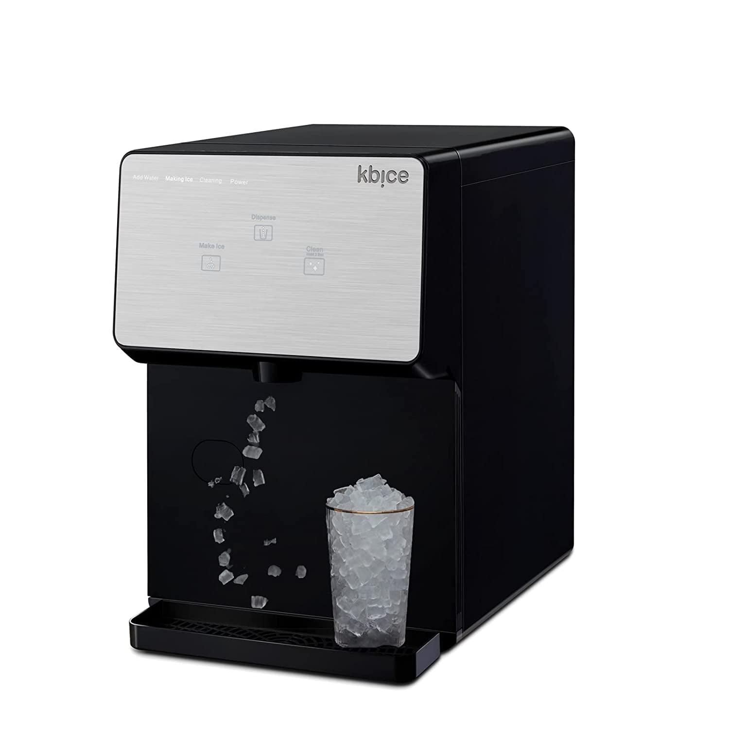 Black Stainless Steel Countertop Nugget Ice Maker with Self-Dispensing