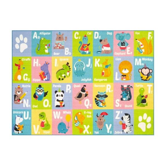 KC CUBS Boy & Girl Kids ABC Alphabet Animal Educational Learning & Fun Game Play Area Non Slip Nursery Bedroom Classroom Rug Carpet, 3' 3" x 4' 11"
