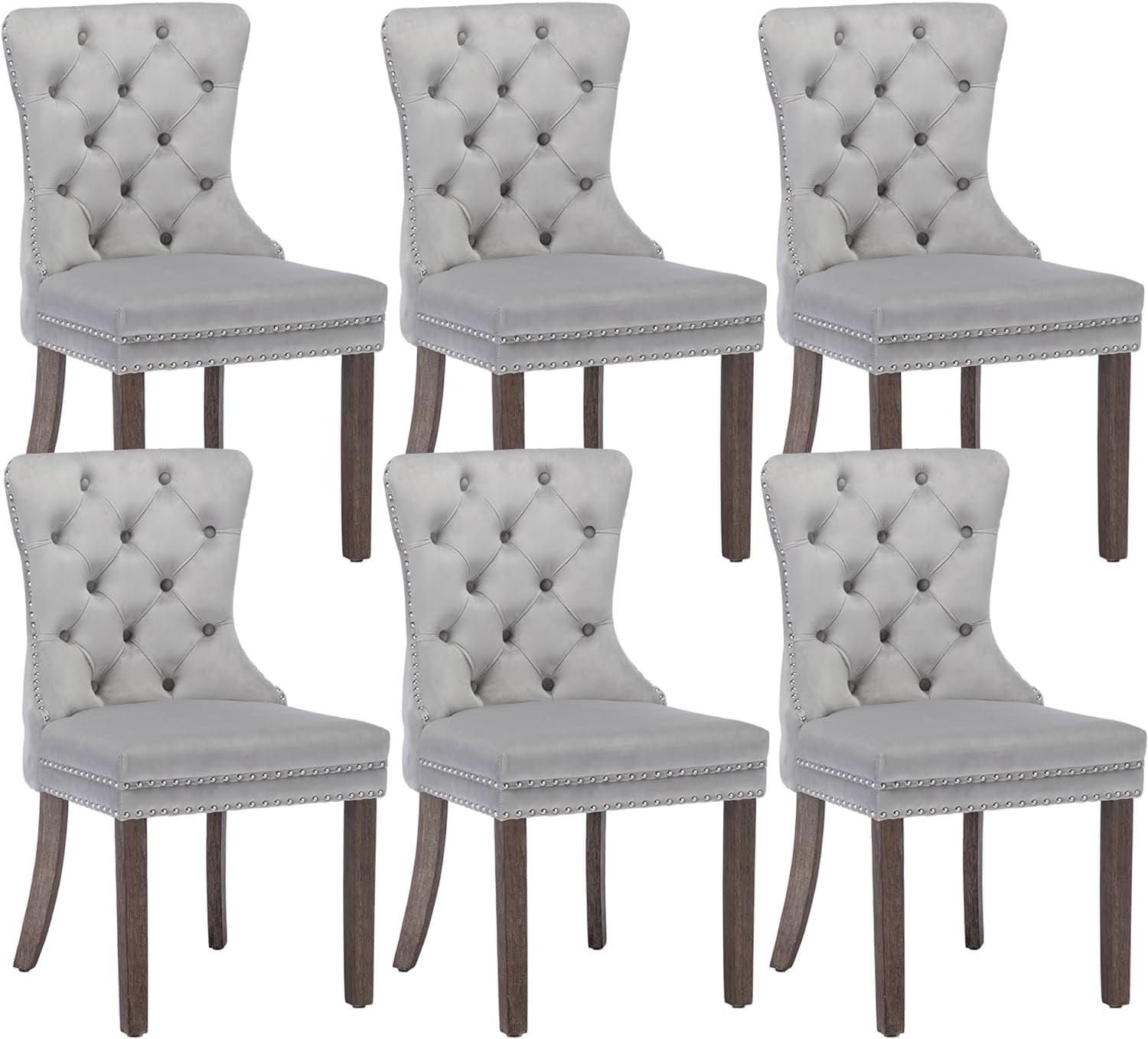 Rosdorf Park High-end Tufted Velvet Upholstered Nailhead Dining Chair