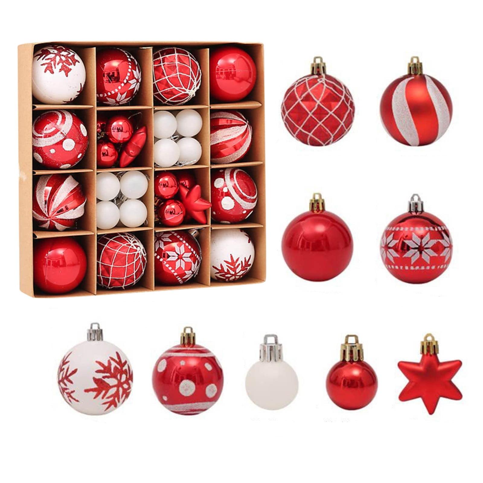 Zhourta 42Pcs White and Red Christmas Hanging Balls Christmas Proof Ball Ornaments for Party Holiday Christmas Tree Supplies Home Yard Decor