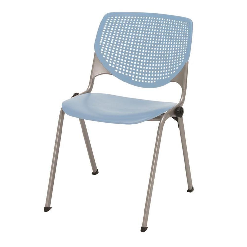 Sky Blue Armless Metal Stacking Chair