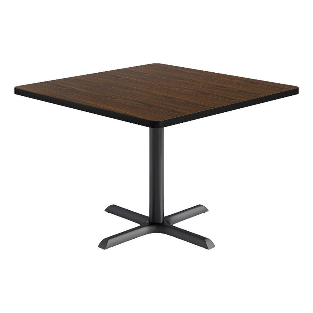 KFI Studios Proof 42" Square Pedestal Table, Grey Top, Black X-Base