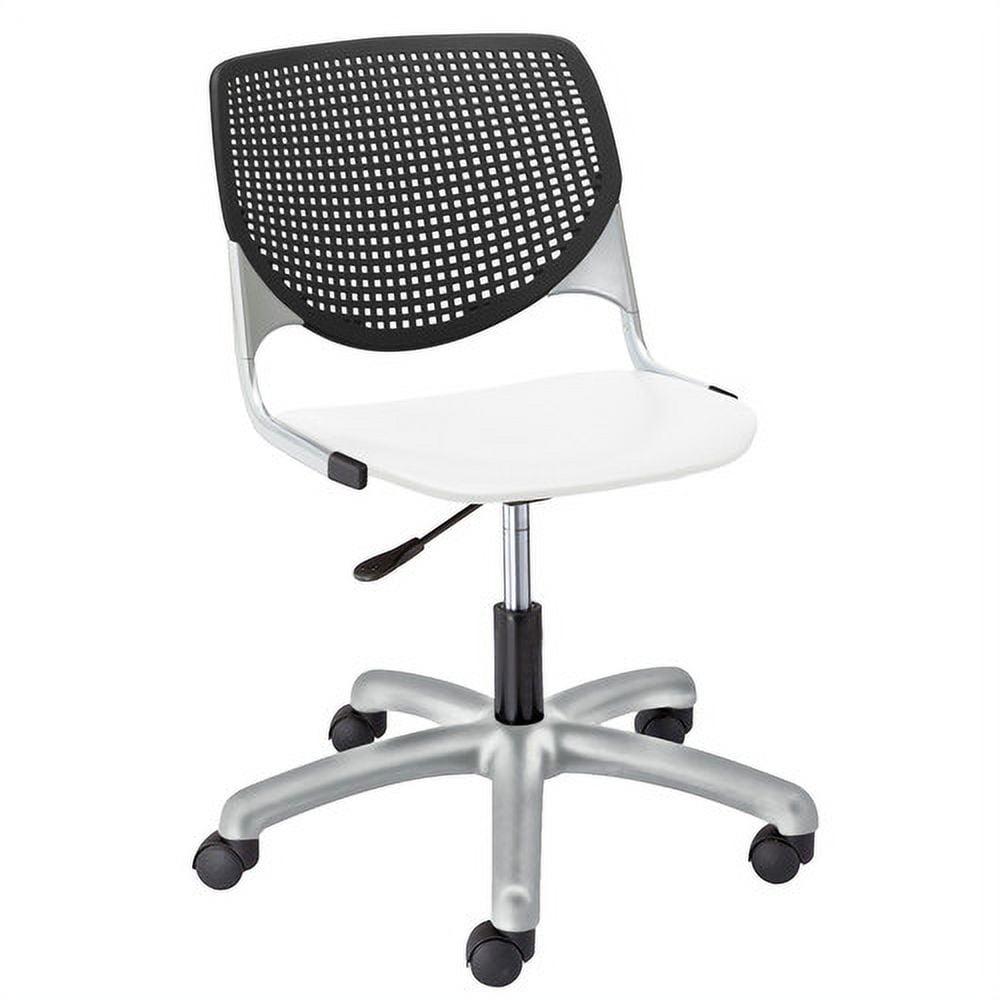 Black and White Metal Swivel Armless Task Chair