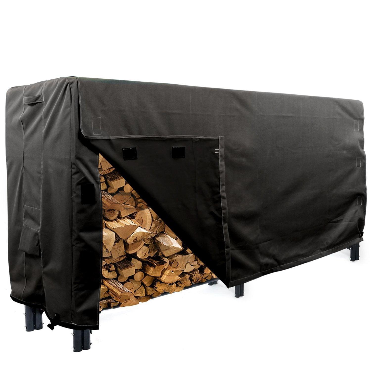 Heavy Duty Black 8-Foot Weather Resistant Log Rack Cover