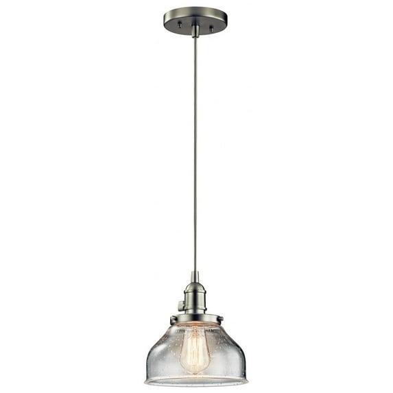 Avery 8.5" 1 Light Bell Mini Pendant with Clear Seeded Glass Chrome