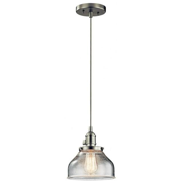 Avery 8.5" 1 Light Bell Mini Pendant with Clear Seeded Glass Chrome