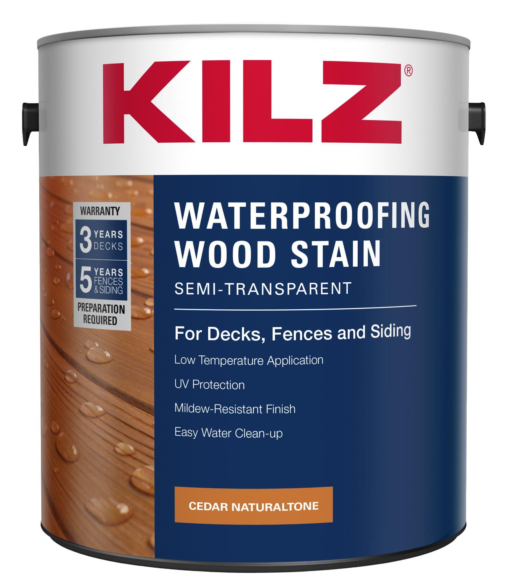 KILZ Waterproofing Wood Stain, Exterior, Semi-Transparent, Cedar, 1 Gallon
