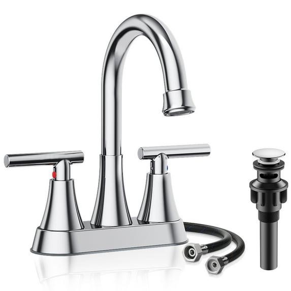 Kingtack Centerset 2-handle Bathroom Faucet with Drain Assembly BKTK0005AWDUSF