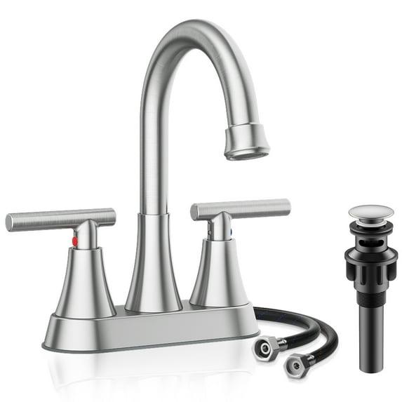 Kingtack Centerset 2-handle Bathroom Faucet with Drain Assembly BKTK0005AWDUSF