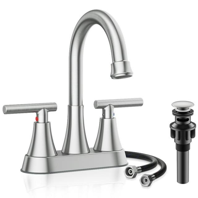 Kingtack Centerset 2-handle Bathroom Faucet with Drain Assembly BKTK0005AWDUSF