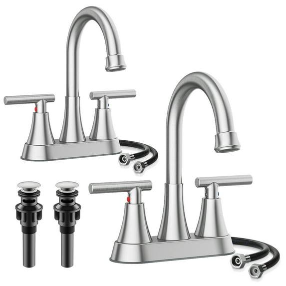 Kingtack Centerset 2-handle Bathroom Faucet with Drain Assembly BKTK0005AWDUSF