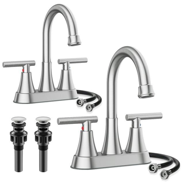 Kingtack Centerset 2-handle Bathroom Faucet with Drain Assembly BKTK0005AWDUSF