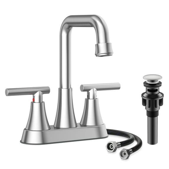 Kingtack Centerset 2-handle Bathroom Faucet with Drain Assembly BKTK0005AWDUSF