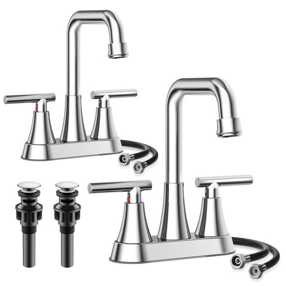 Kingtack Centerset 2-handle Bathroom Faucet with Drain Assembly BKTK0005AWDUSF