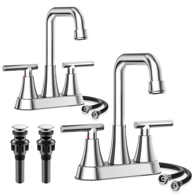 Kingtack Centerset 2-handle Bathroom Faucet with Drain Assembly BKTK0005AWDUSF