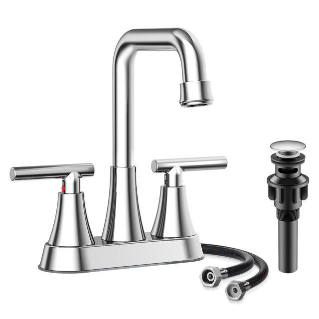 Kingtack Centerset 2-handle Bathroom Faucet with Drain Assembly BKTK0005AWDUSF
