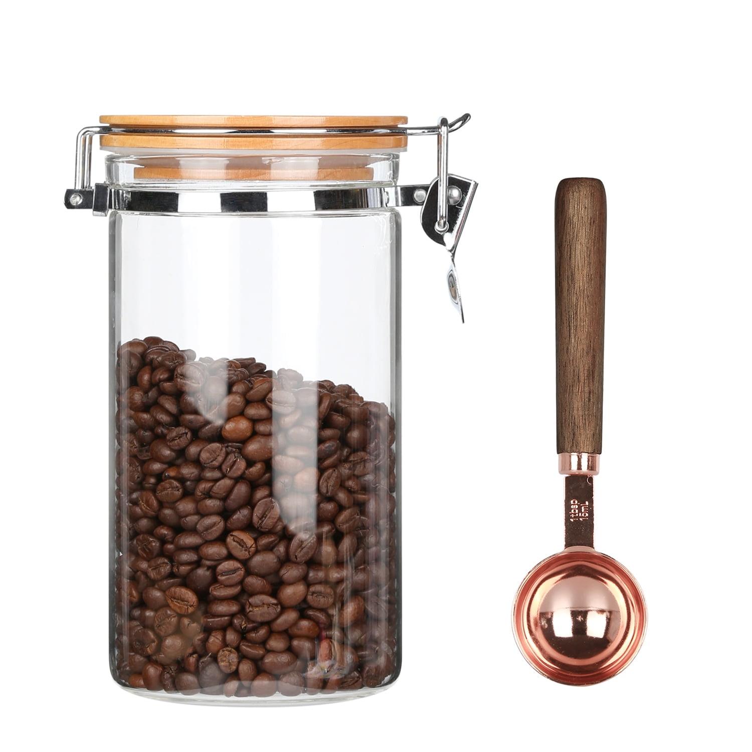 KKC HOME ACCENTS Glass Coffee Bean Storage Container with Airtight Lid,Glass Jar with Lid，Coffee Storage Canister with Spoon 40 Fluid-oz