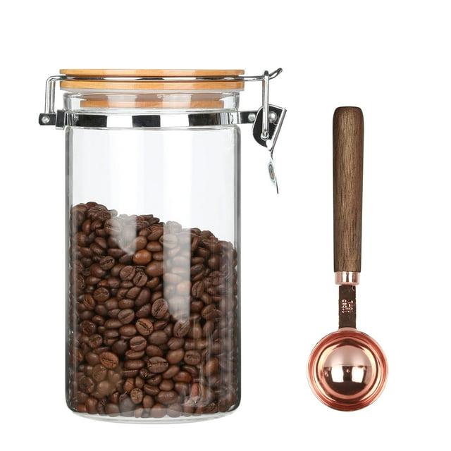KKC Glass Food Storage Jar Canister, Coffee Bean Container With Airtight Lid,Coffee Bean Container,Sealed Jar, 40 Fluid-oz
