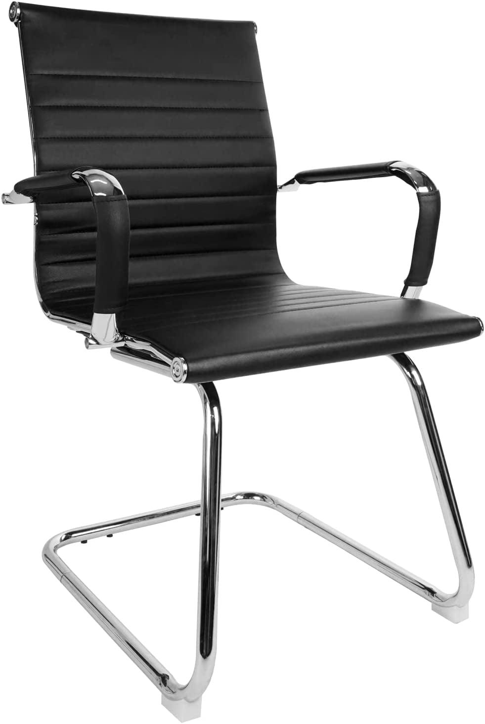 Faux Leather Seat Reception Chair with Metal Frame