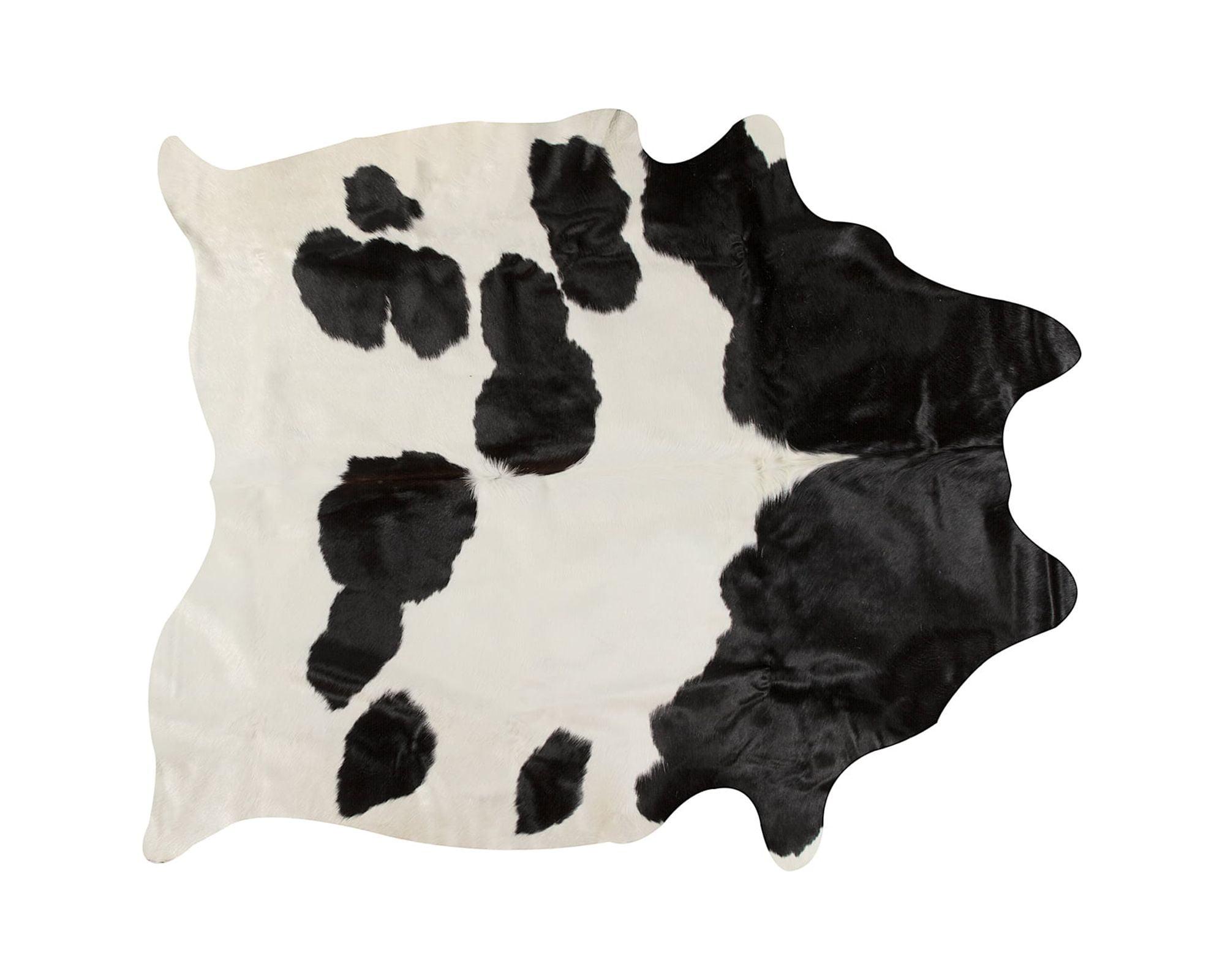 Elegant Handmade Cowhide Rug in White & Black, Stain-Resistant 72"x84"