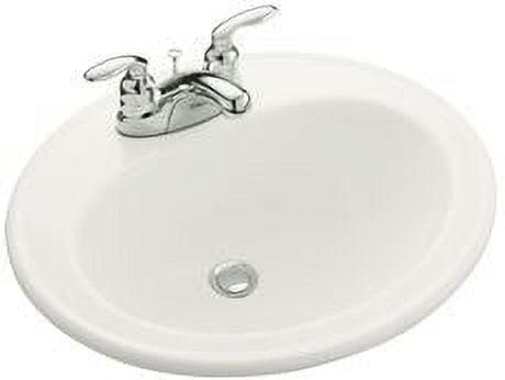 White Ceramic Oval Drop-In Bathroom Sink with Overflow