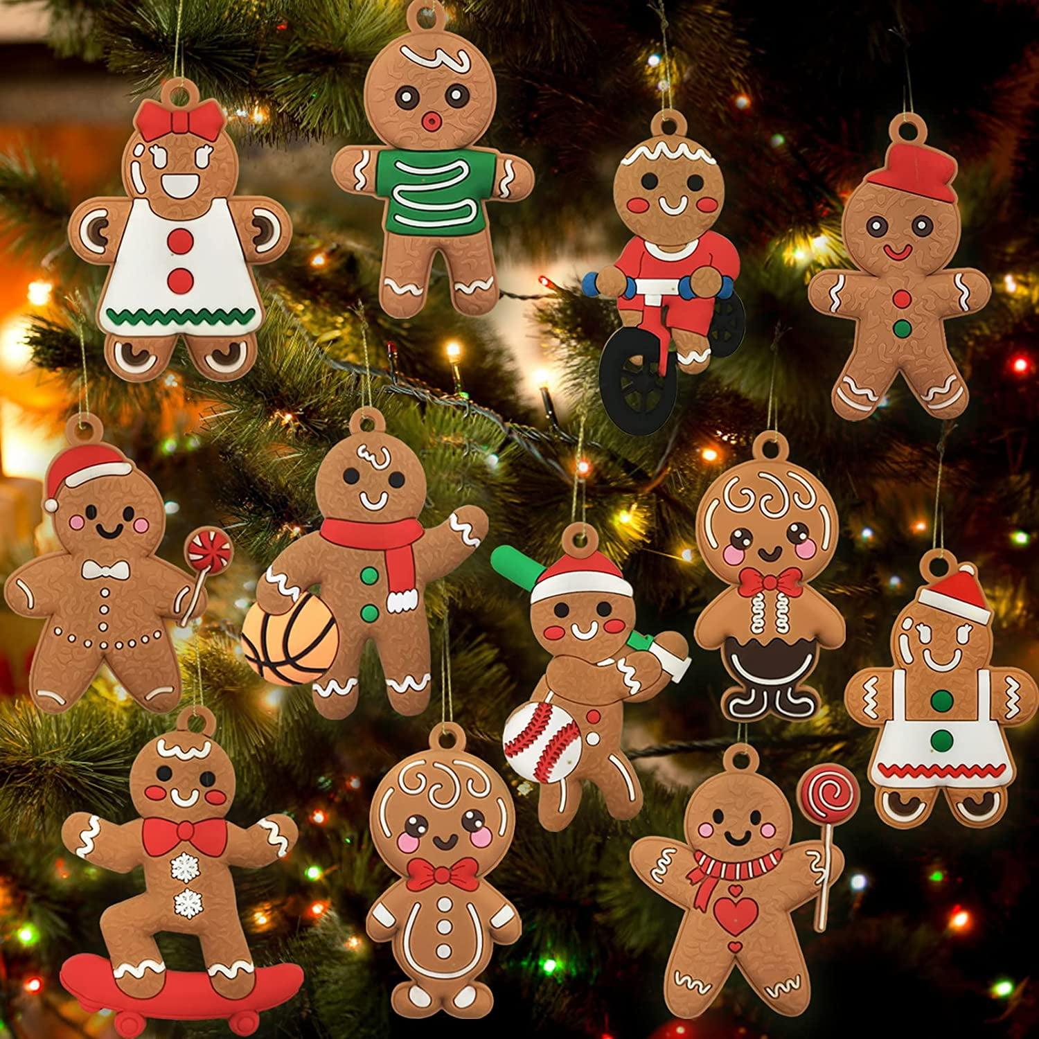 Multicolor PVC Gingerbread Man Christmas Tree Ornaments Set
