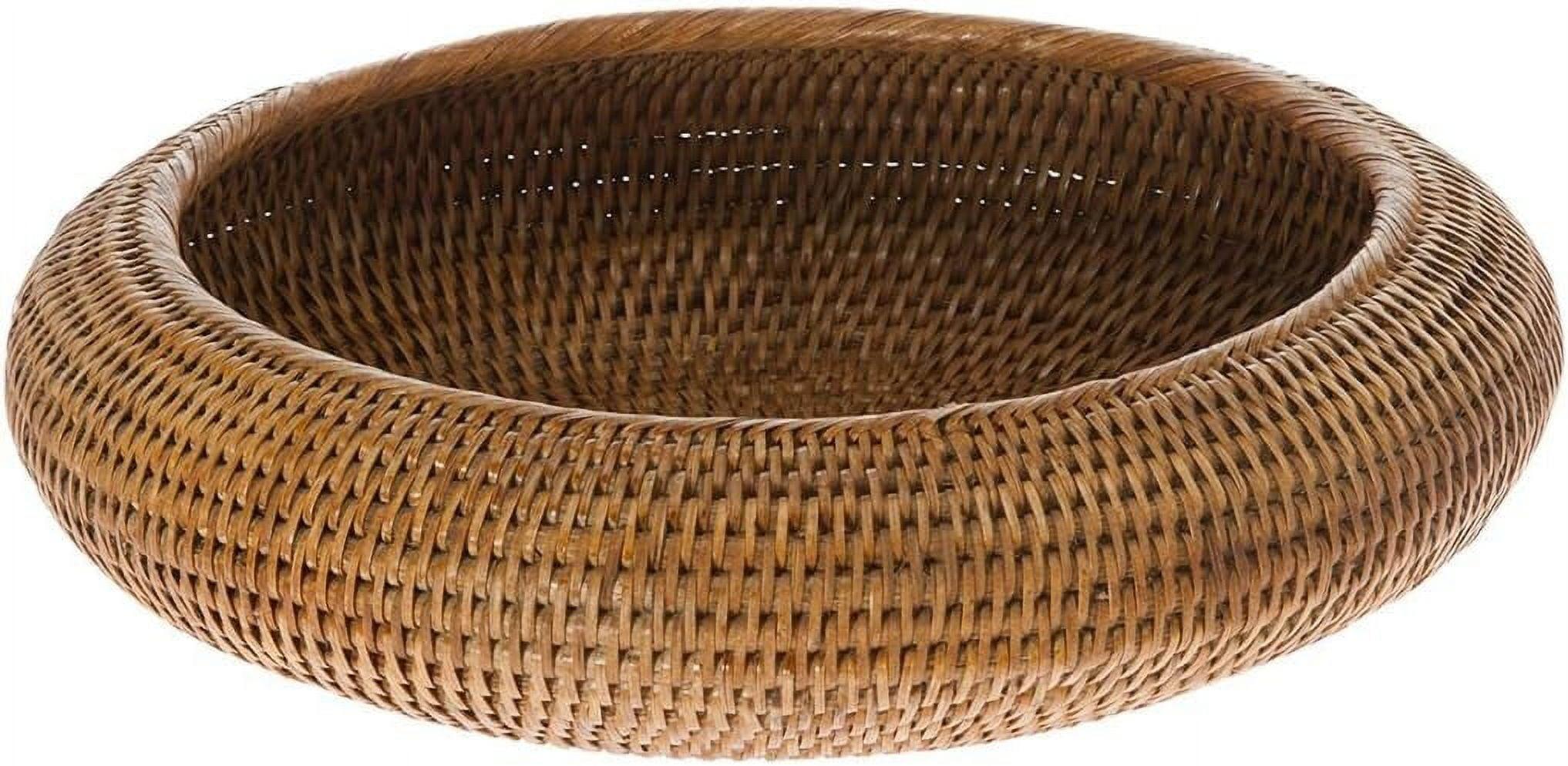 Kouboo La Jolla Rattan Fruit Bowl, Handmade Rattan Round Bowl for Fruit Serving, Decorative Kitchen Counter Bowls, Honey Brown