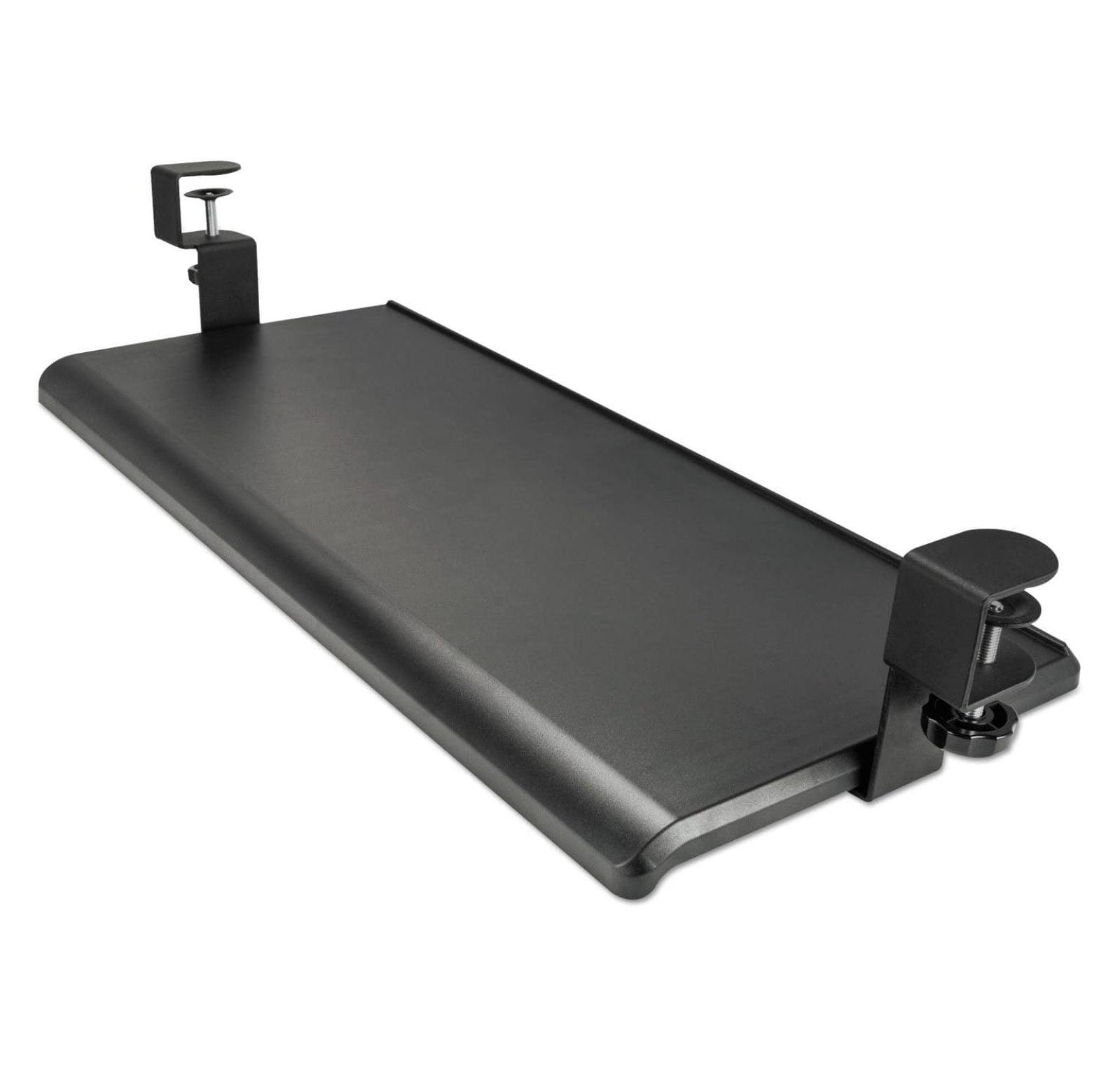 Black Plastic Clamp-On Keyboard Tray with Impact Resistance