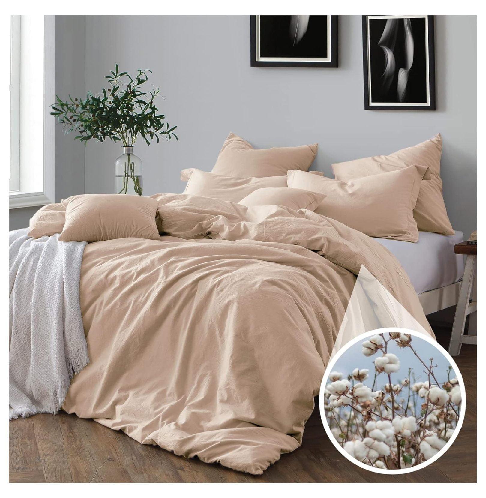 100% Cotton Crinkle Washed Duvet Cover Set