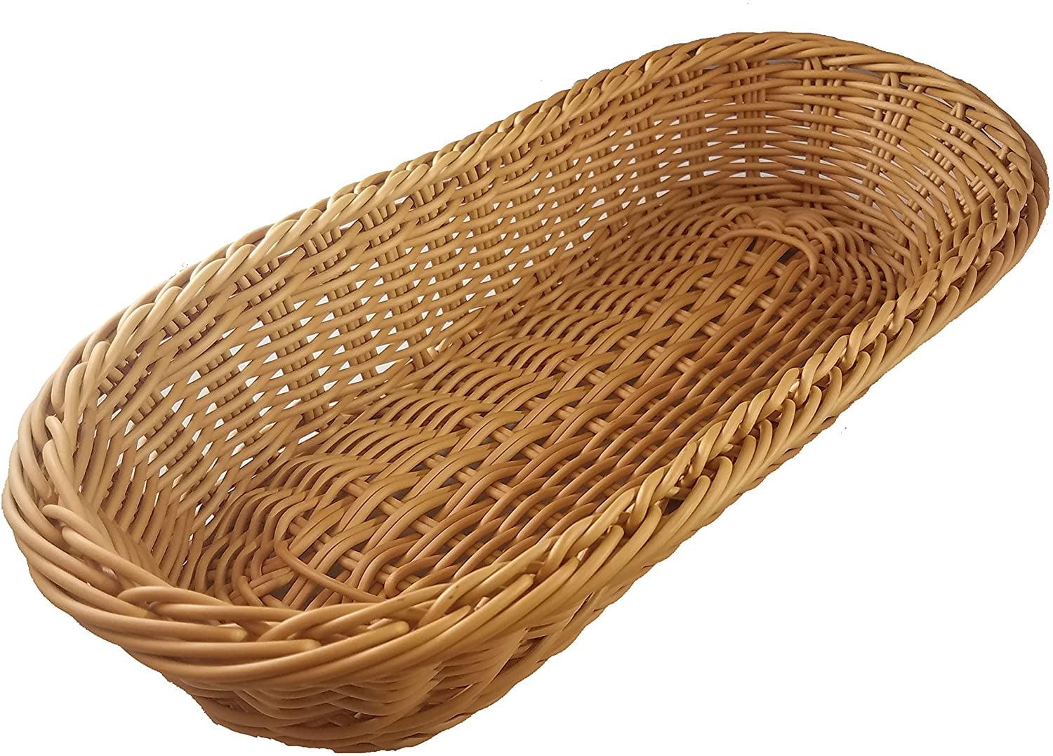 Kovot Wicker Bread Basket - 14.5" Woven Polypropylene Basket – For Food Display and Serving – Snack Organizer Basket