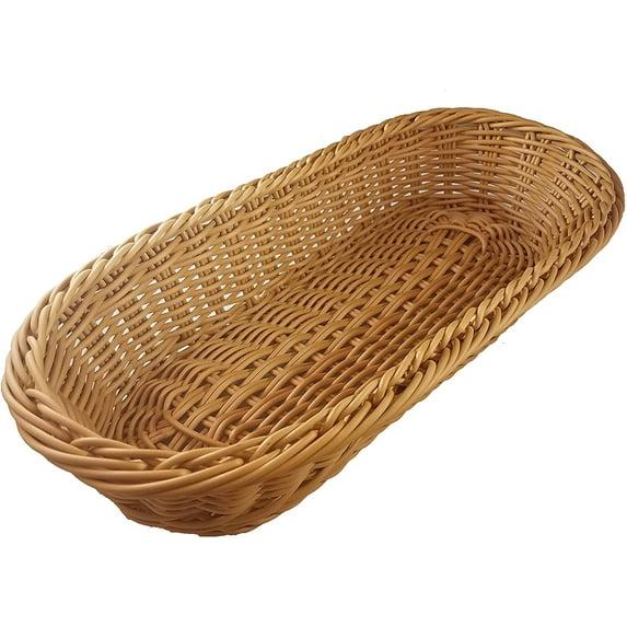 Kovot Wicker Bread Basket - 14.5" Woven Polypropylene Basket – For Food Display and Serving – Snack Organizer Basket