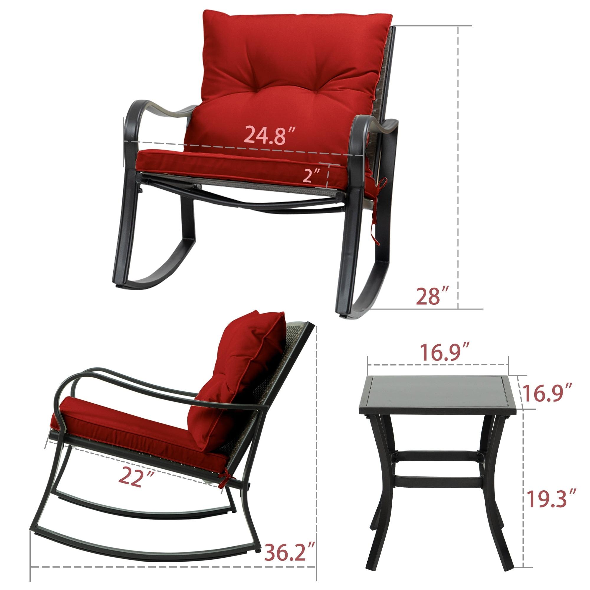 Mercury Row® Preciado 3 Piece Outdoor Patio Set With Cushions-Rocking Chair for Balcony, Lawn and Porch