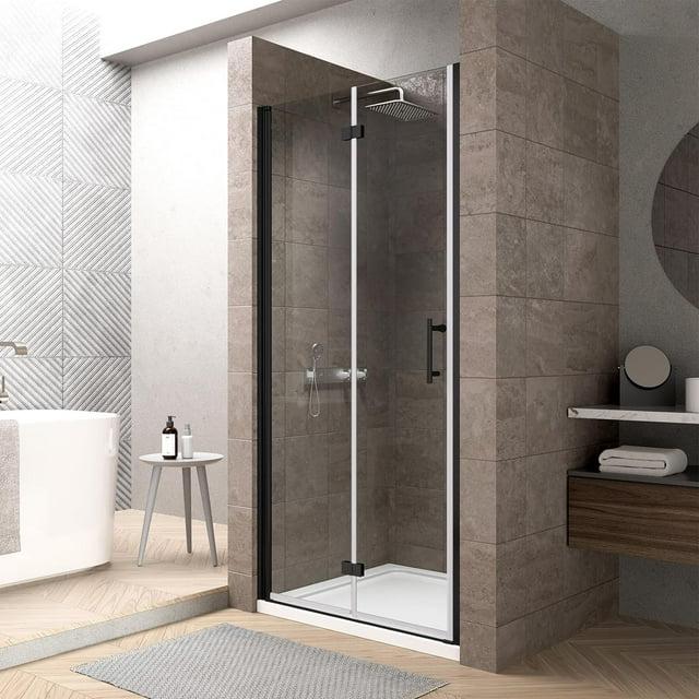 34'' W x 72'' HFolding Frameless Shower Door with Tempered Glass