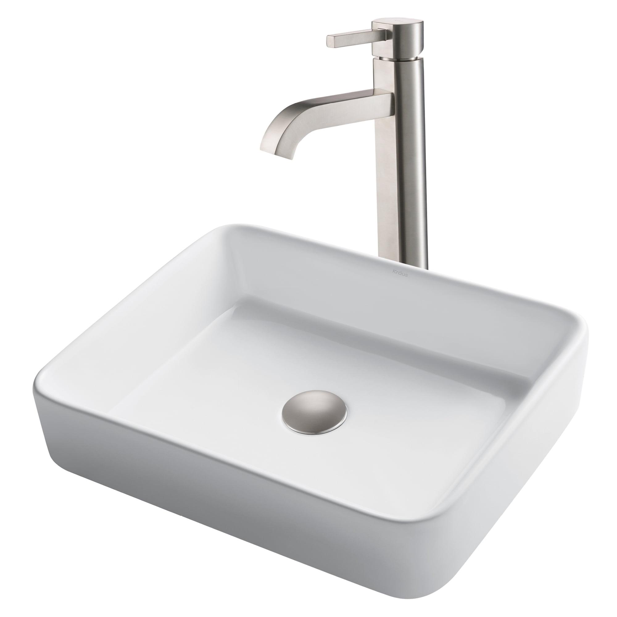 Ceramic Ceramic Rectangular Vessel Bathroom Sink