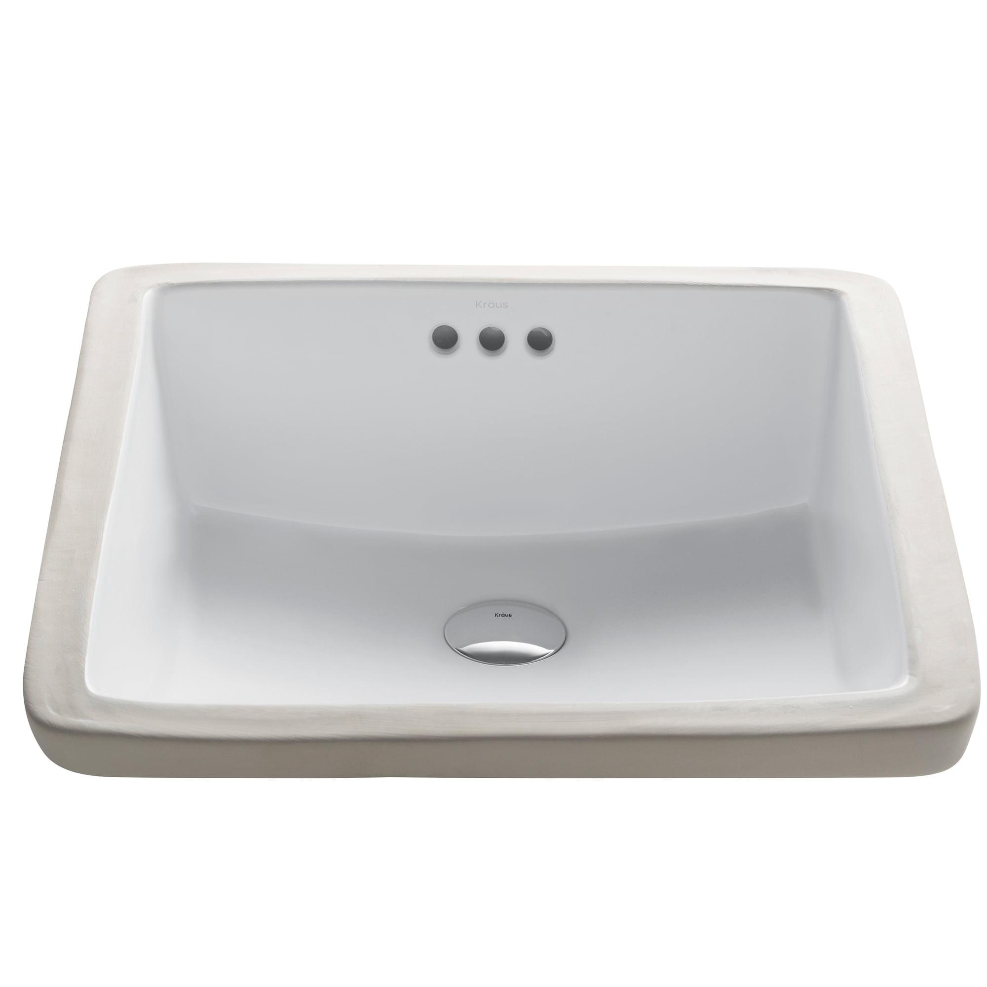 Elavo 17-inch White Ceramic Square Undermount Bathroom Sink