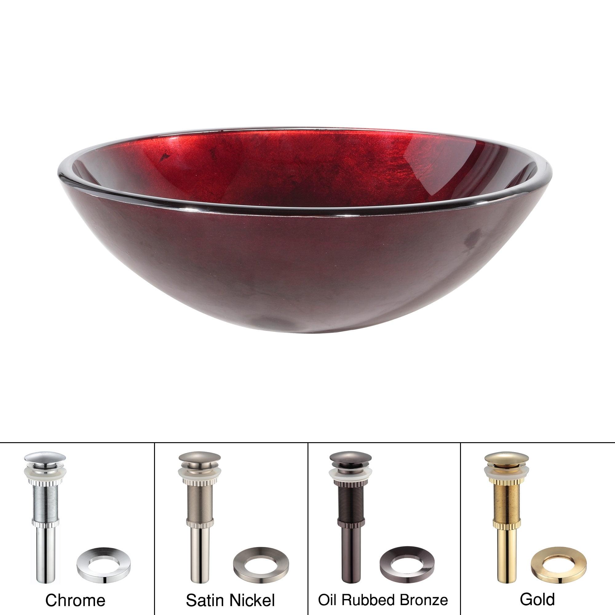 Kraus Galaxy Irruption Glass Vessel Sink with Pop-Up Drain and Mounting Ring