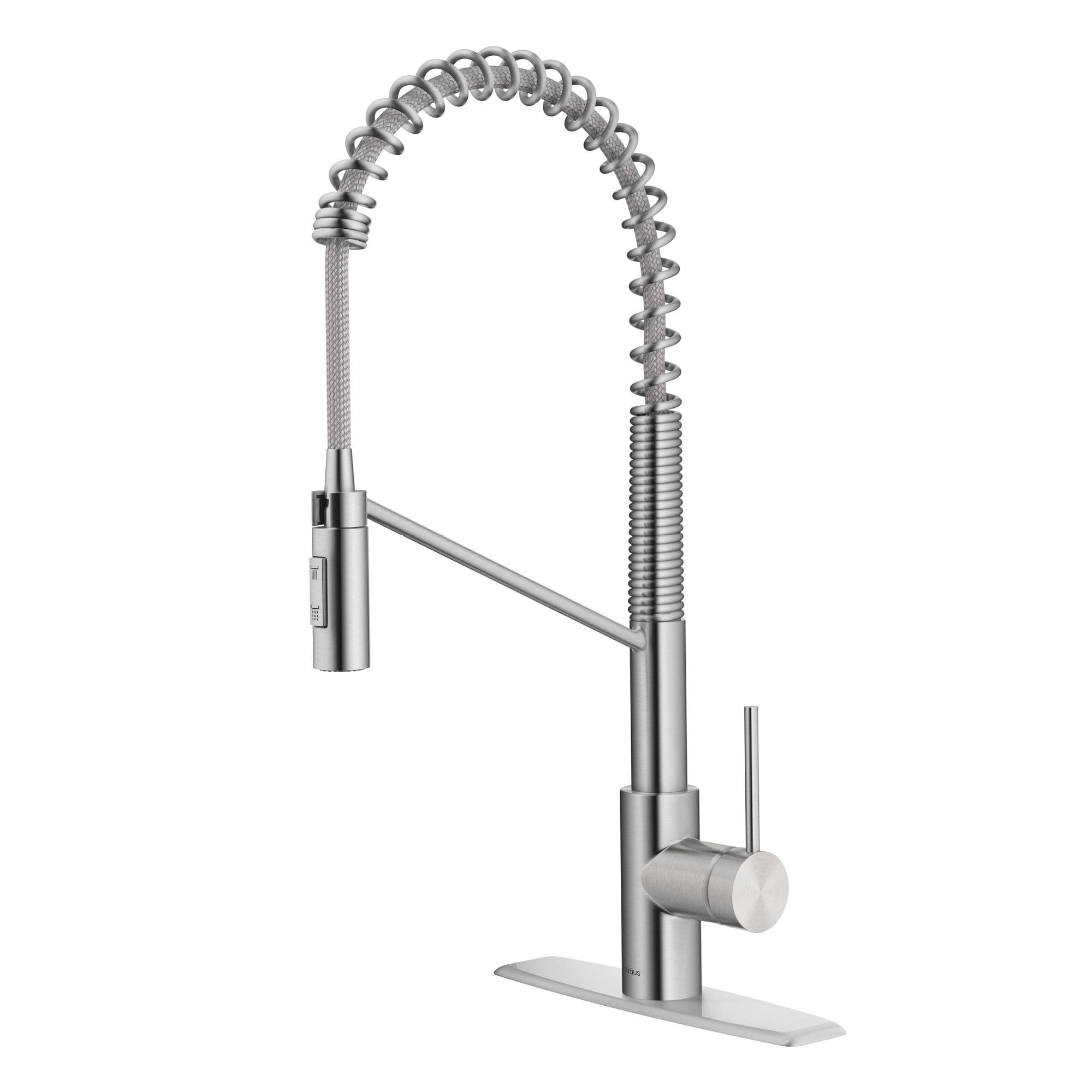 KRAUS Oletto Commercial Style Single Handle Pull Down Kitchen Faucet with QuickDock Top Mount Installation Assembly