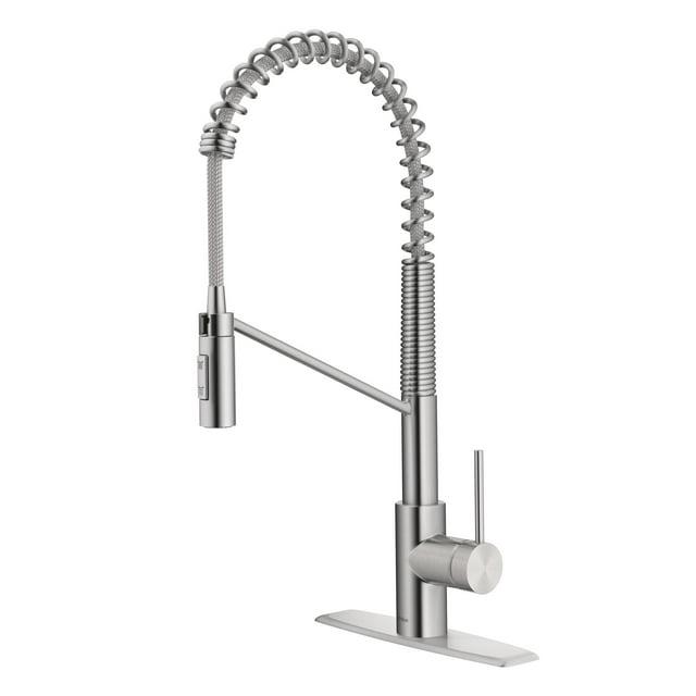 KRAUS Oletto Commercial Style Single Handle Pull Down Kitchen Faucet with QuickDock Top Mount Installation Assembly