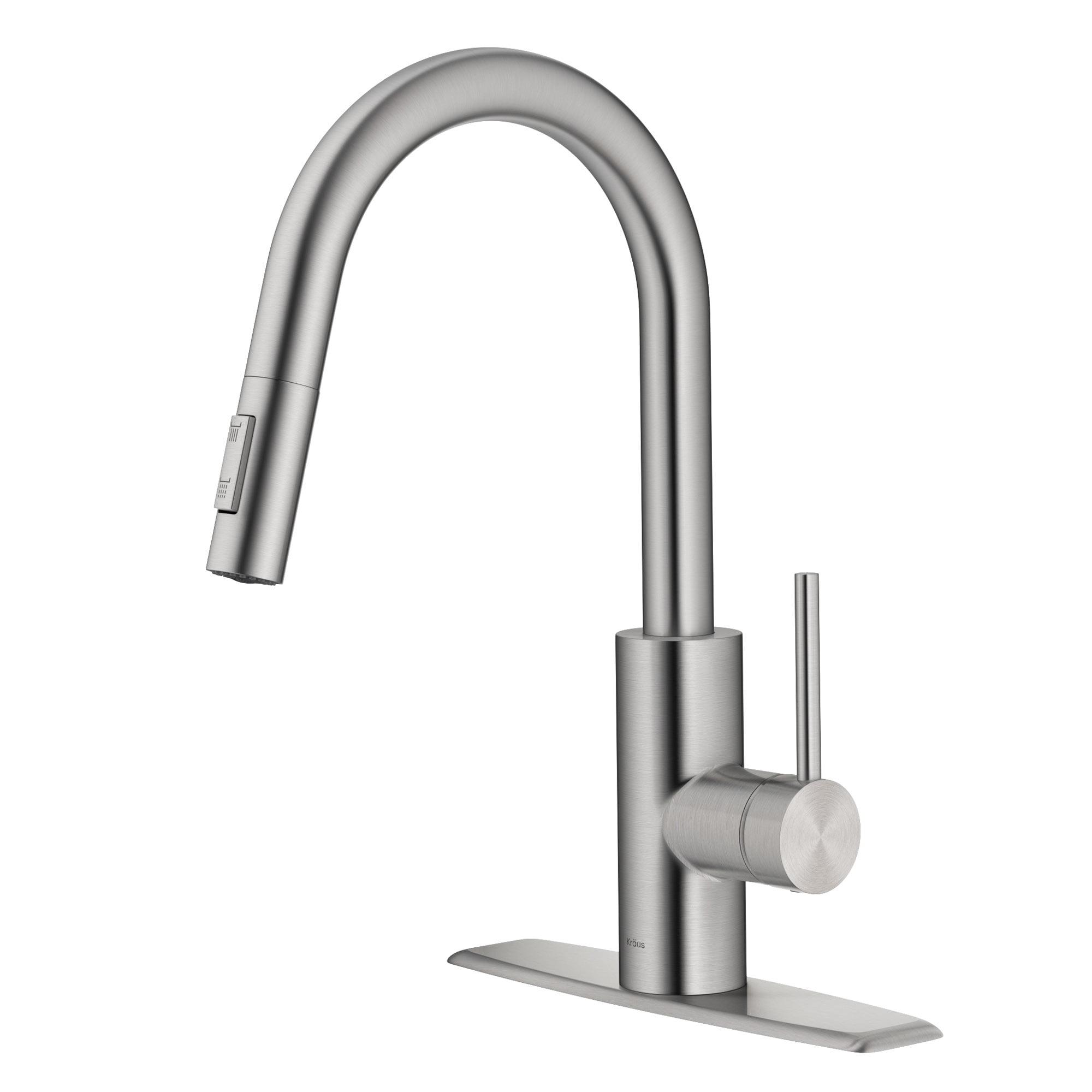 KRAUS Oletto Single Handle Pull Down Kitchen Faucet with QuickDock Top Mount Installation Assembly