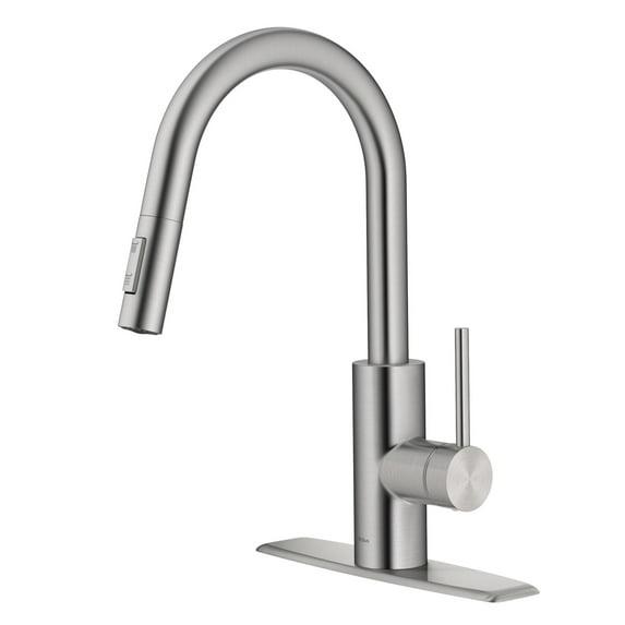 KRAUS Oletto Single Handle Pull Down Kitchen Faucet with QuickDock Top Mount Installation Assembly