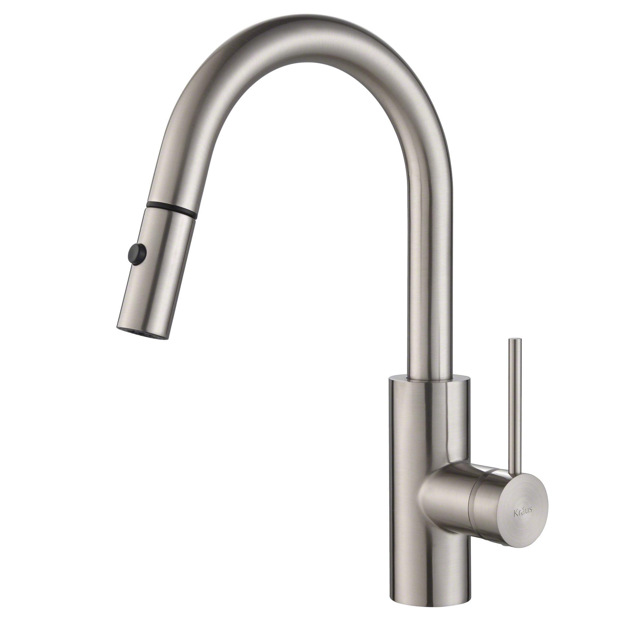 KRAUS Oletto Single Handle Pull Down Kitchen Faucet with QuickDock Top Mount Installation Assembly