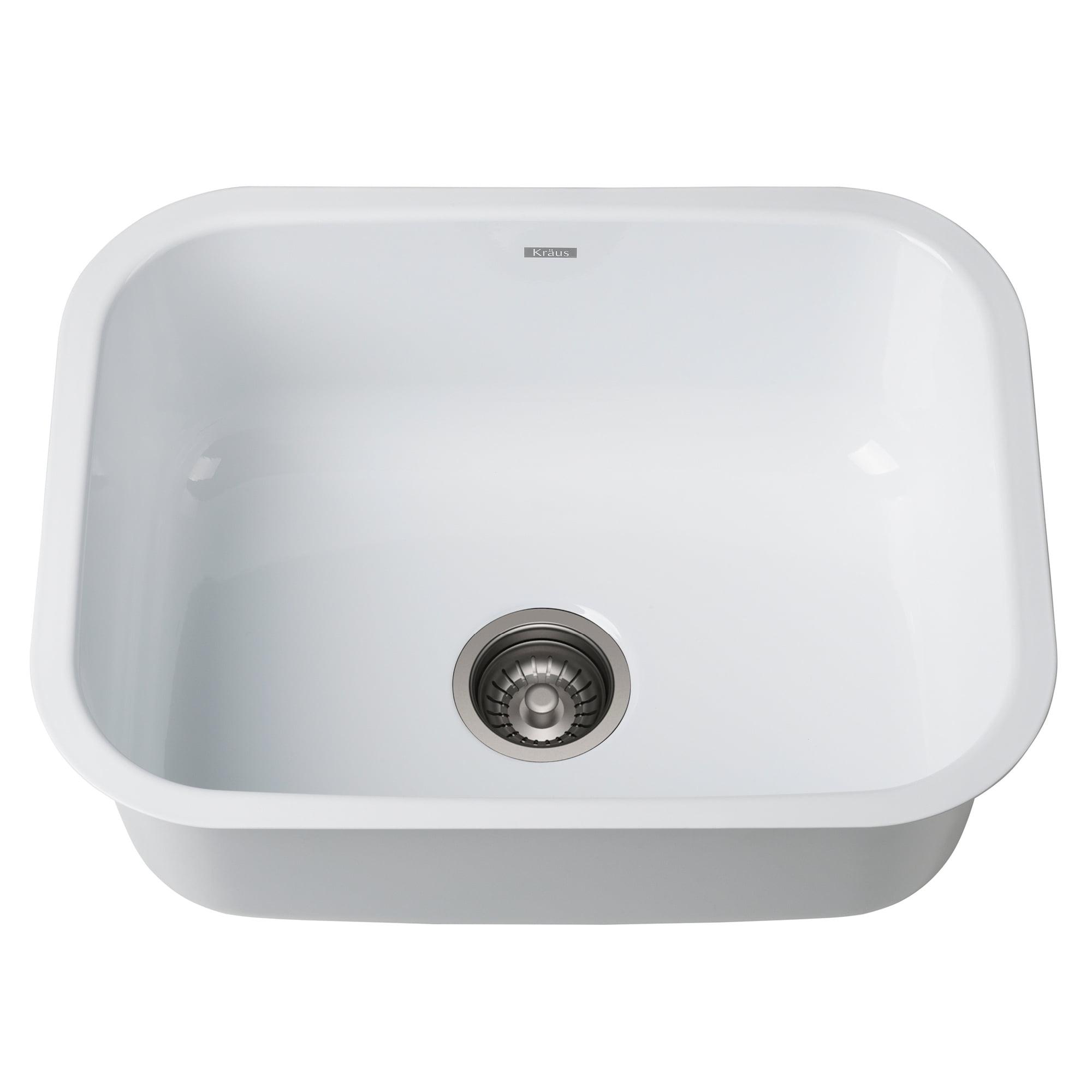 23-Inch White Stainless Steel Undermount Single Bowl Kitchen Sink