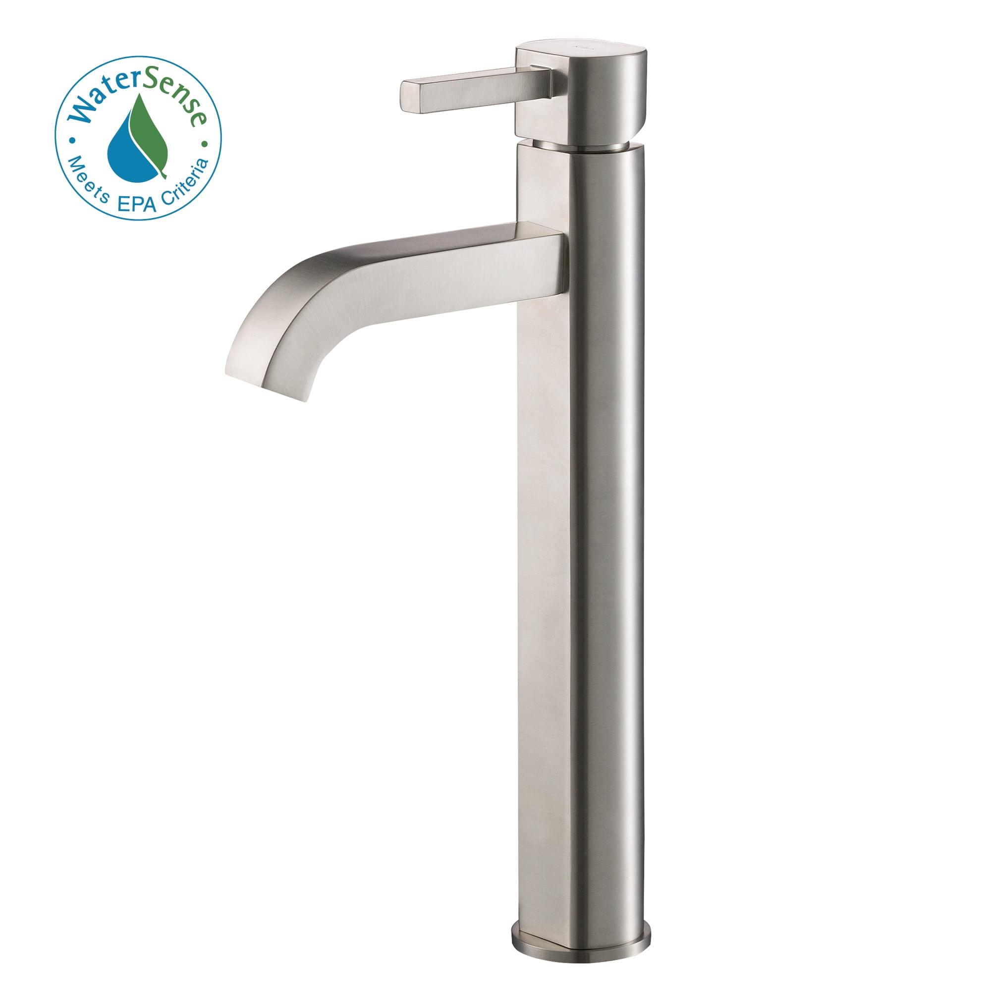 Satin Nickel Tall Vessel Single Hole Bathroom Faucet