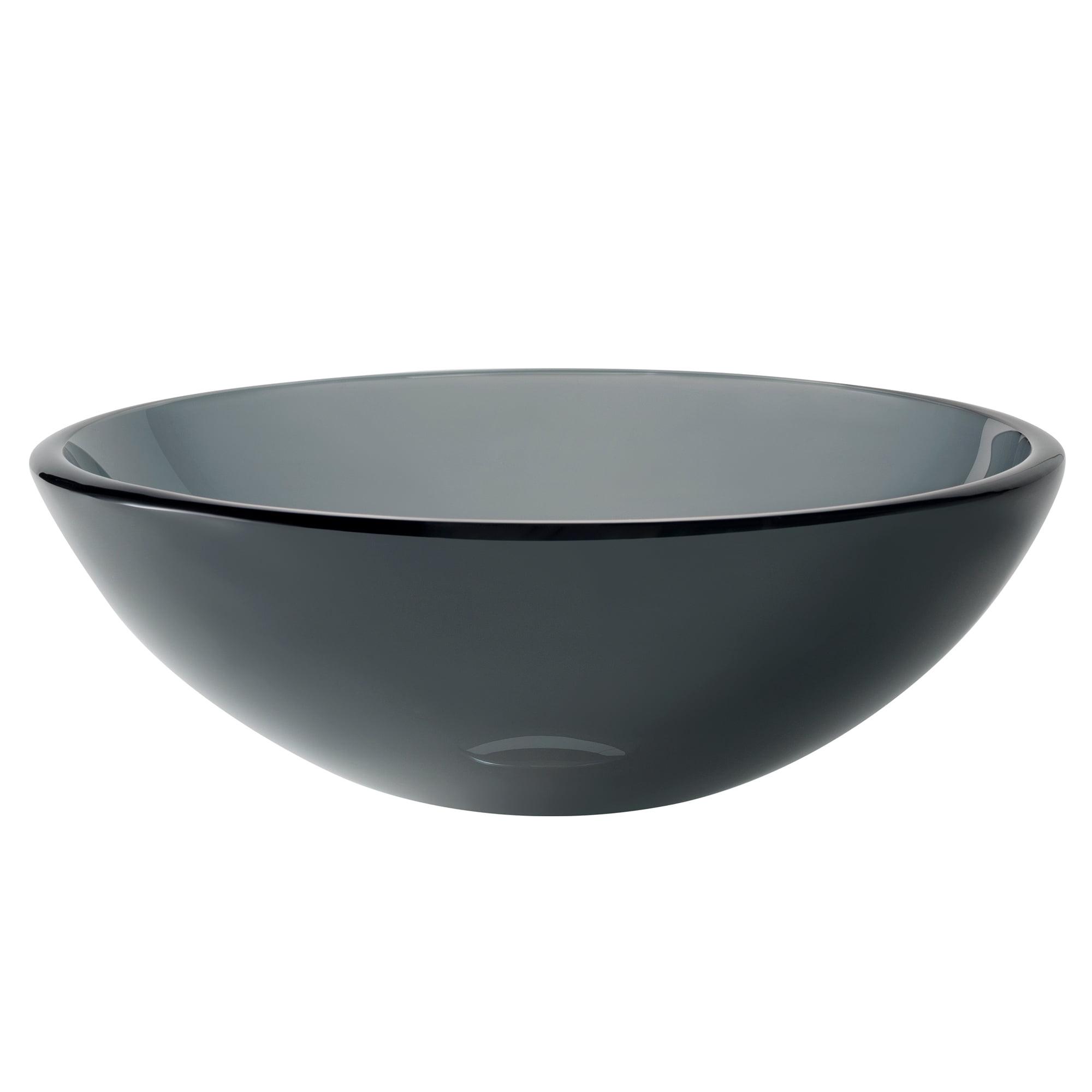 Clear Black Tempered Glass Circular Vessel Bathroom Sink