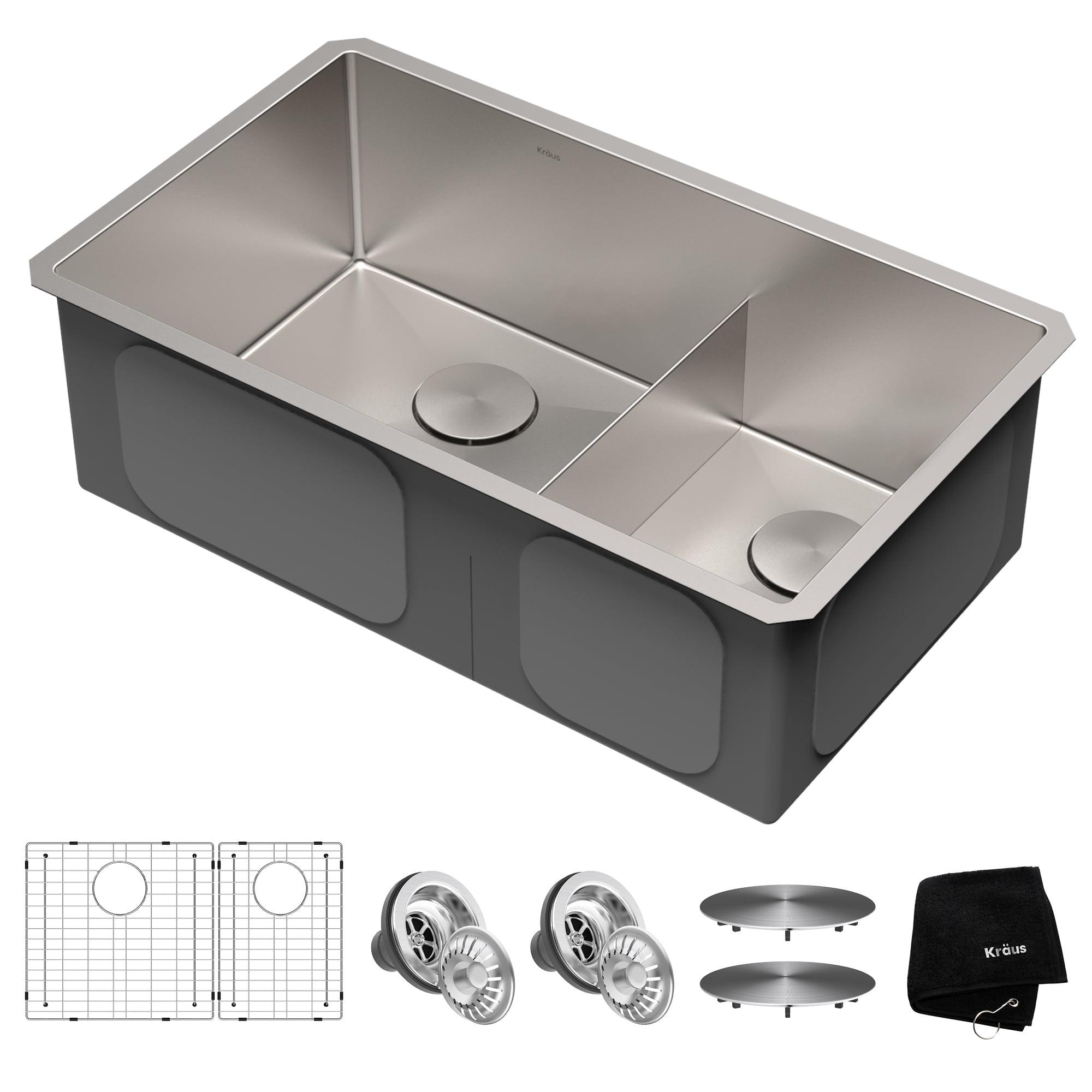 KRAUS Standart PRO™ Undermount 60/40 Double Bowl 16 Gauge Stainless Steel Kitchen Sink