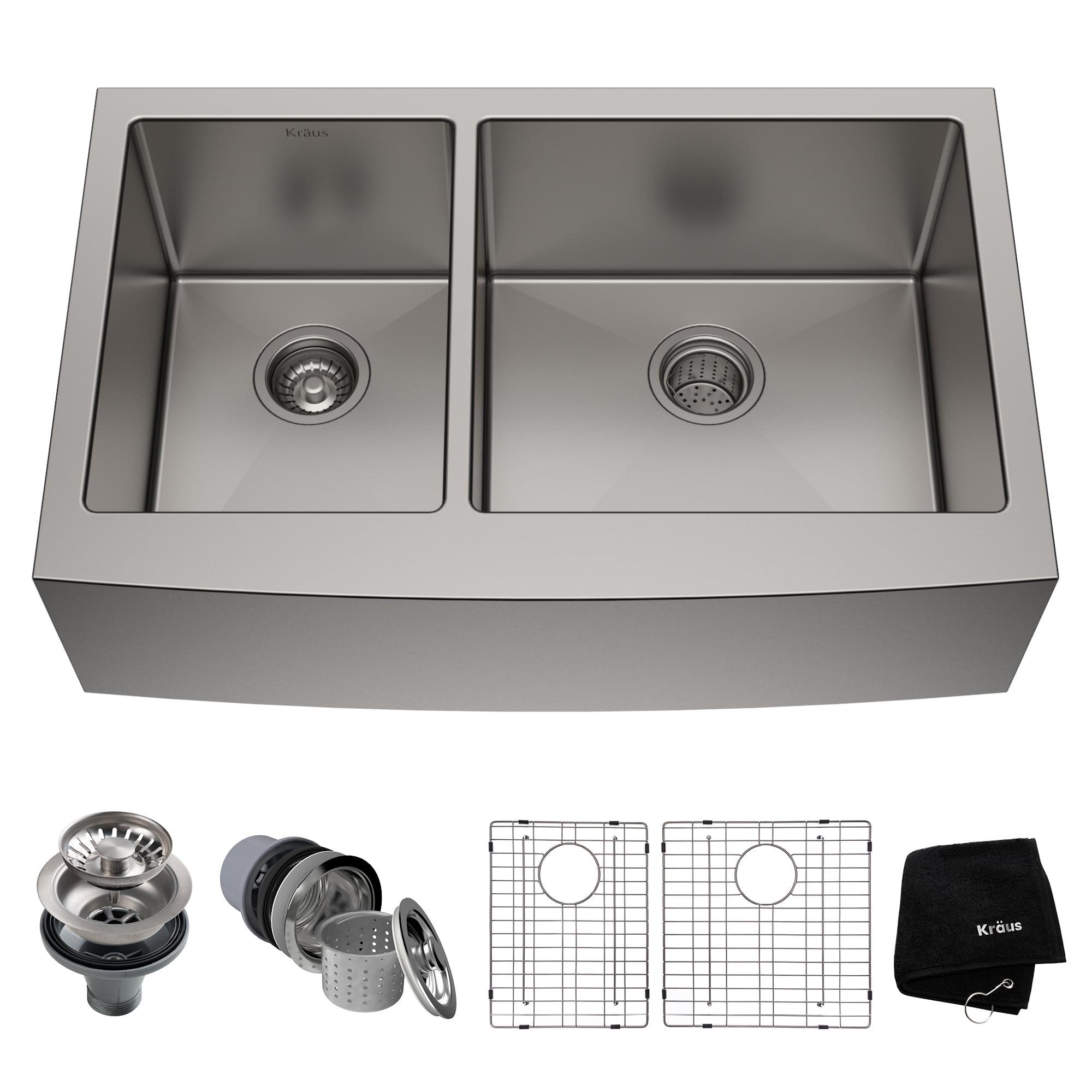 KRAUS Standart Pro Apron Front Farmhouse 16 Gauge Single Bowl Stainless Steel Kitchen Sink